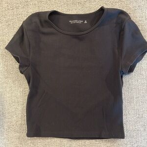Abercrombie & Fitch Black Ribbed Crop Tee